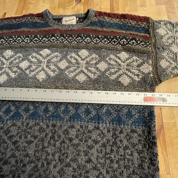 Woolrich Sweater Wool Silk Handknit Nordic Pullover Mens XL - Picture 5 of 7